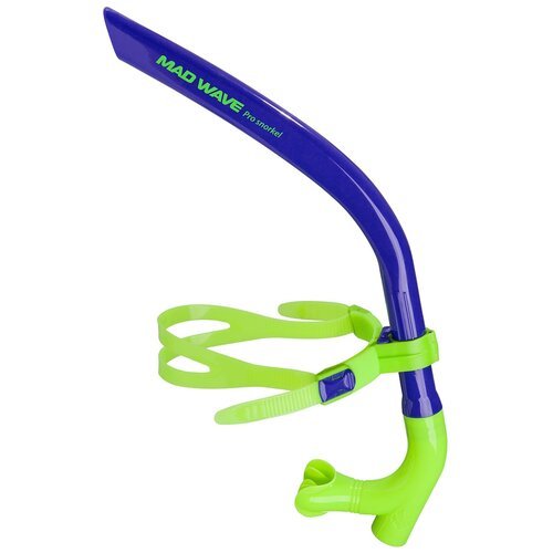 Трубка для плавания MAD WAVE Pro snorkel, темно-синий/неоновый зеленый