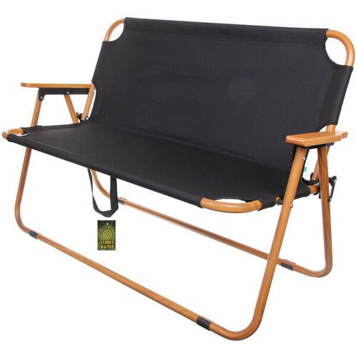 Кресло складное 2-местное с подлокотниками до 160 кг, 113*46*75 см, цвет: чёрный, каркас алюминий, Турист Мастер