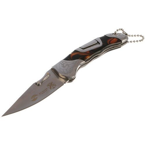 Складной нож Stinger с клипом, 165 мм, рукоять: нержавеющая сталь, дерево, подарочный бокс