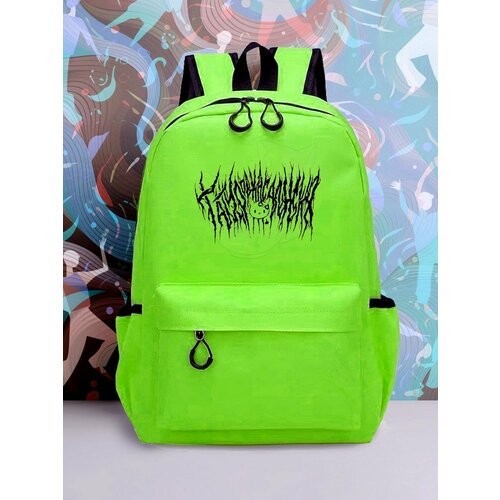 Большой зеленый рюкзак с DTF принтом аниме хеллоу китти - 2020