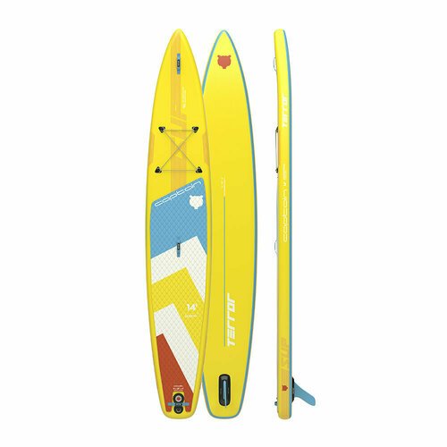 Cап борд надувной двухслойный TERROR SUP Yellow 14' CAPTAIN желтый / Sup board, сапборд, доска для сап серфинга