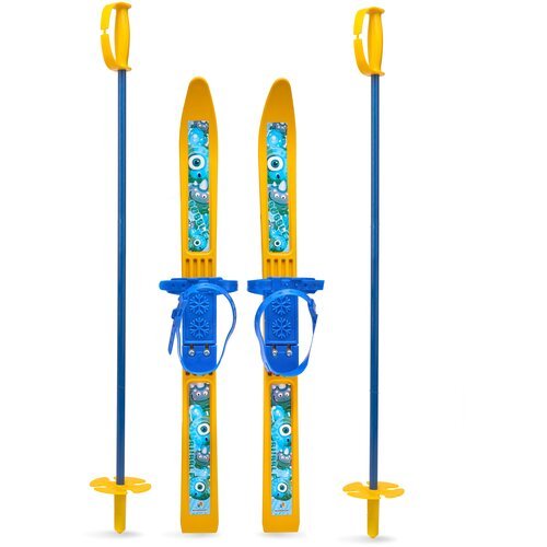 Лыжный комплект детский NovaSport Bubble / Лыжи беговые для детей 66 см с палками 75 см и креплениями