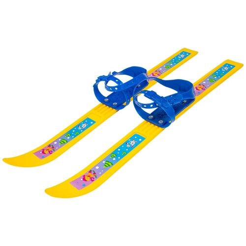 Детские прогулочные лыжи Олимпик Олимпик-спорт с креплениями, 66 см, мишки