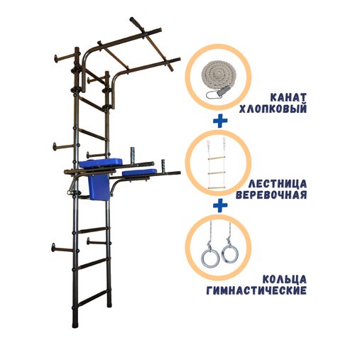 Усиленный комплекс с брусьями и навесным оборудованием, цвет Черный антик