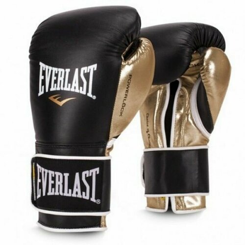 Перчатки боевые Everlast Powerlock 8oz черный/золотой