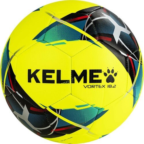 Мяч футбольный KELME Vortex 18.2 9886130-905, р.5, 32 панелей, ТПУ, машинная сшивка, желто-мультиколор