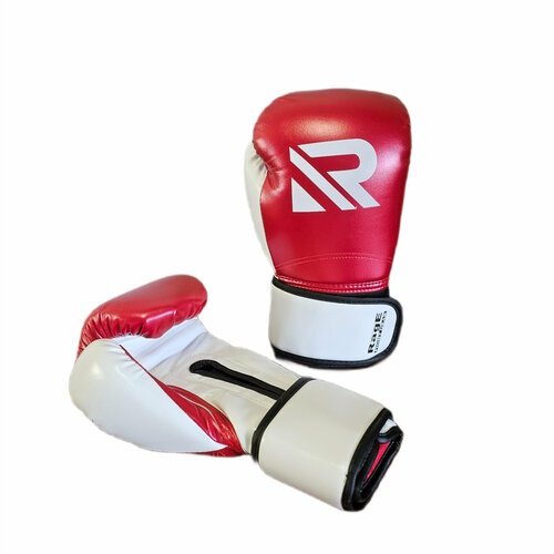 Перчатки боксерские Rage fight gear 14 унций для бокса из искусственной кожи красно-белого цвета