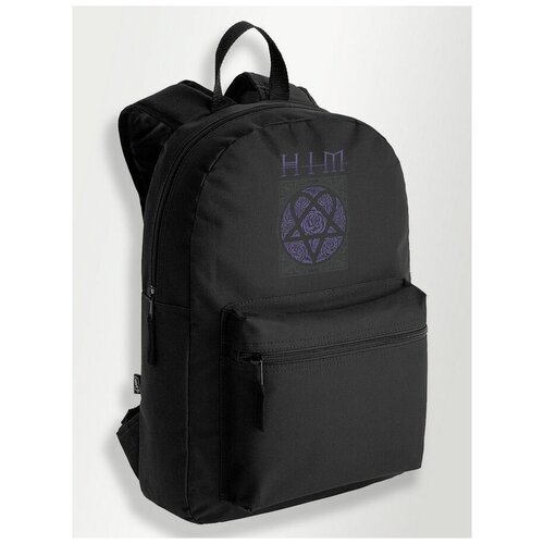 Черный школьный рюкзак с DTF печатью Музыка Him (Вилле Вало Панк, Rock) - 1069