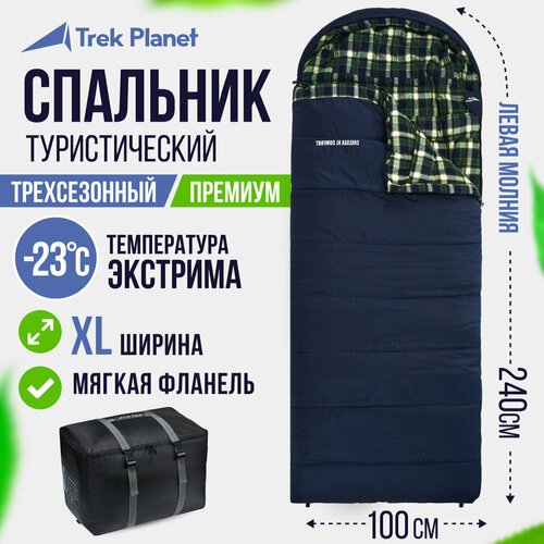 Спальный мешок TREK PLANET Chelsea XL Comfort, синий, молния с левой стороны