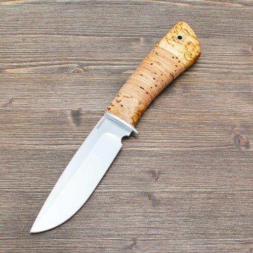 Нож туристический Стрим 110Х18М-ШД Полированный Дюраль Карельская береза Береста Ножи Lemax (Лемакс)