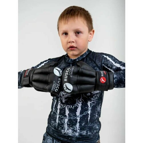 Перчатки RUSCO SPORT для рукопашного боя, тренировочные, снарядные для соревнований и выступлений, черные, 4 Oz