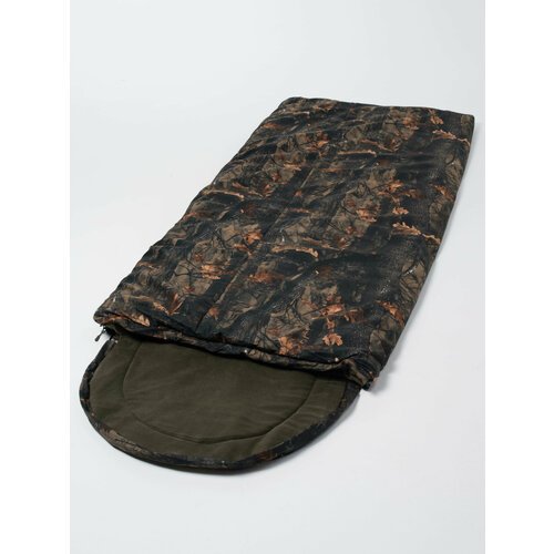 Спальный мешок зимний утепленный взрослый Huntsman Standart с подголовником одноместный (до -17°), ткань алова, цвет темный лес