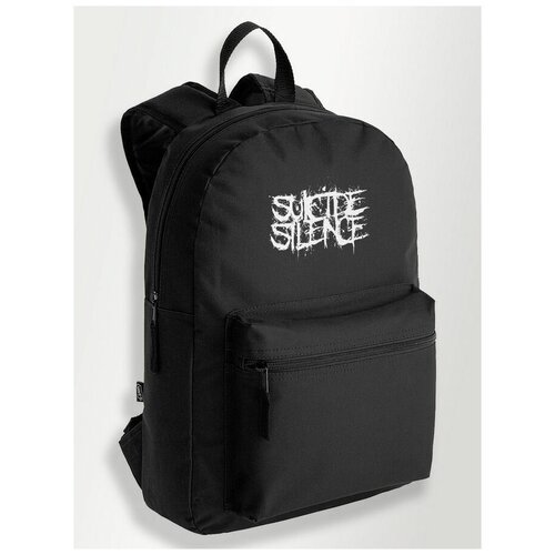 Черный школьный рюкзак с DTF печатью музыка суисайд сайленс (Suicide Silence, Дэткор) - 97