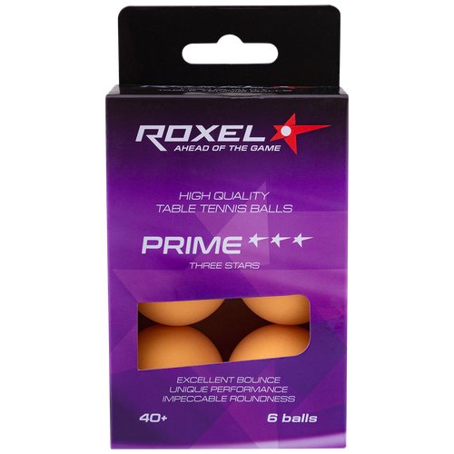 Мяч для настольного тенниса ROXEL 3* Prime (6 шт.) оранжевый