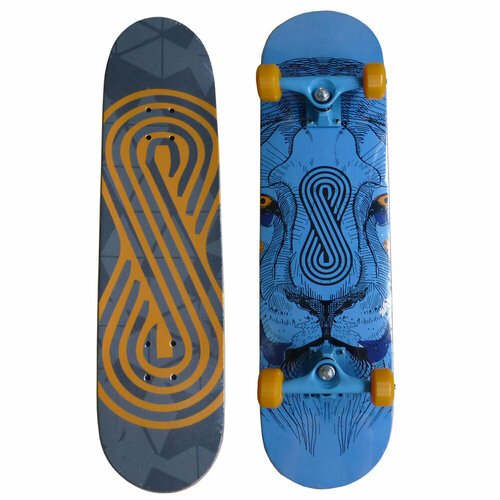 Детский скейтборд Larsen Flip, 31x8, синий/желтый