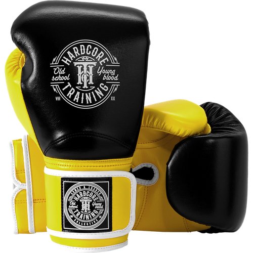 Боксерские перчатки Hardcore Training HardLea Black/Yellow. 14oz