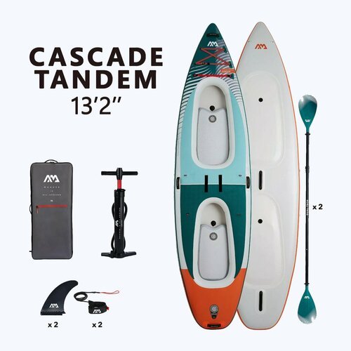 Каяк/Сапборд надувной с веслом двухместный Aqua Marina Cascade Tandem 13'2' S24 (Серый)