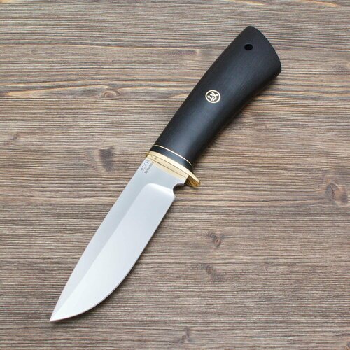 Нож туристический Стрим 95Х18 (кованая сталь) Полированный Латунь Черный граб Ножи Lemax (Лемакс)
