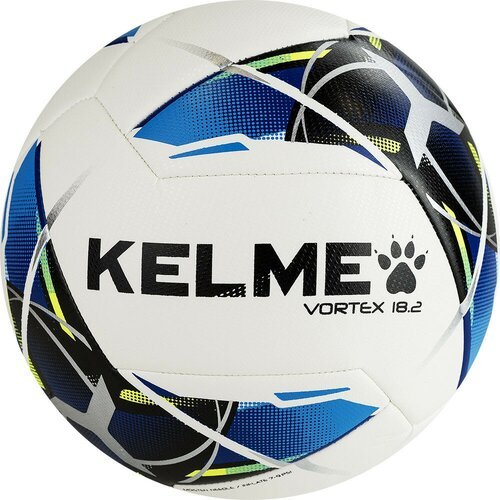 Мяч футбольный KELME Vortex 18.2 9886120-113, р.4, 32 панели, ПУ, машинная сшивка, бело-синий