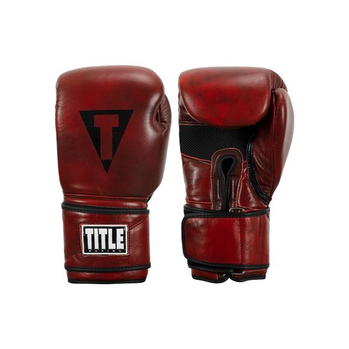 Боксерские перчатки TITLE Boxing Blood Red Leather Bag Gloves (16 унций)