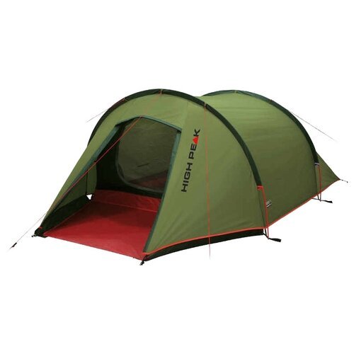 Палатка трекинговая трёхместная High Peak Kite 3, зеленый/красный