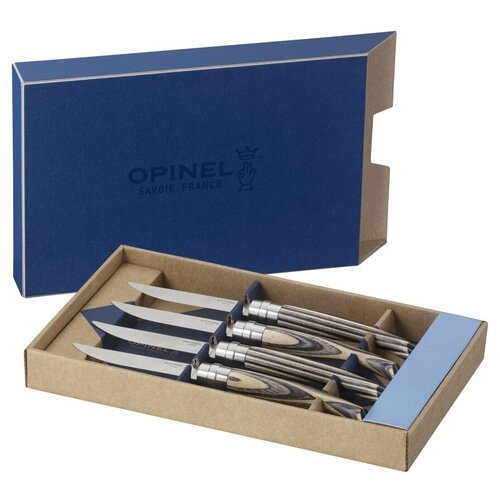 Набор столовых ножей Opinel VRI Birchwood из 4-х штук (нержавеющая сталь, длина клинка 10 см, рукоять береза)