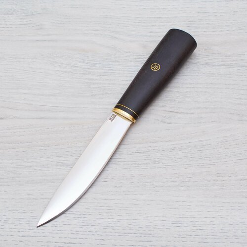 Нож туристический Якутский 95Х18 (кованая сталь) Полированный Латунь Черный граб Ножи Lemax (Лемакс)