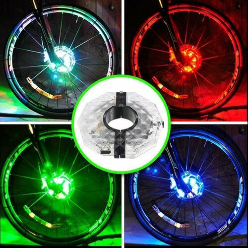 Светодиодная подсветка на ось колеса велосипеда, самоката USB, перезаряжаемый, 12 часов работы, водозащитный