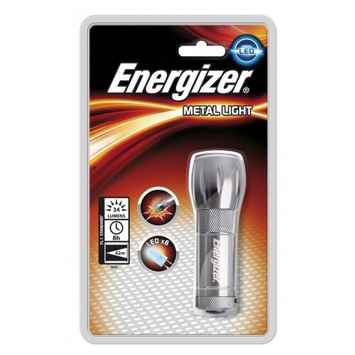 Фонарь Для дома Energizer Metal Light 3AAA 3LED, 21lm, дальность 16м без батарей