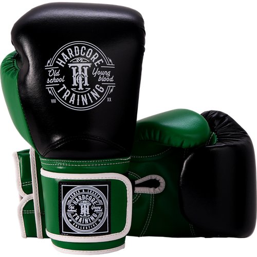 Боксерские перчатки Hardcore Training HardLea Black/Green. 16oz