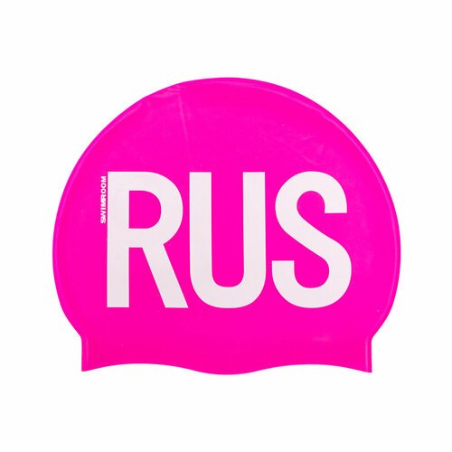 Силиконовая шапочка для плавания / бассейна SwimRoom 'RUS / Russia / Россия', цвет розовый