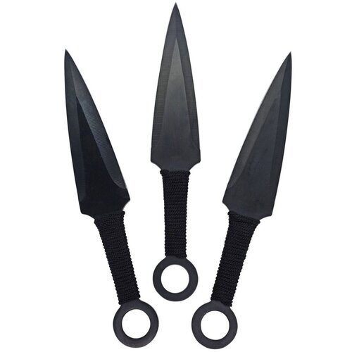 Нож кунай черный в обмотке 23 см (набор 3 штуки в чехле)