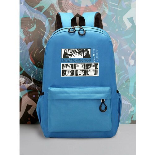 Большой голубой рюкзак с DTF принтом аниме девушка - 2052