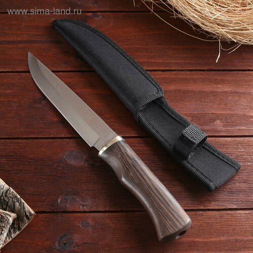 Нож охотничий 'Эрни', лезвие 14 см, в чехле, деревянная рукоять, микс