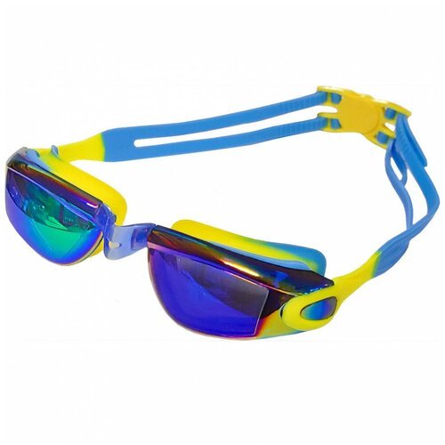 Очки для плавания взрослые B31549-A с зеркальными стёклами (желто/голубые)