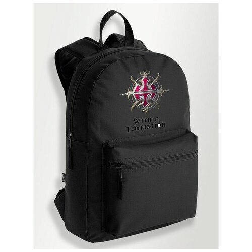Черный школьный рюкзак с DTF печатью Музыка Within Temptation (Хэви метал, Rock, Метал ) - 1065