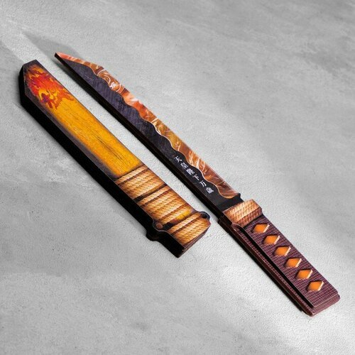 Сувенир деревянный 'Нож Танто', в ножнах, оранжевый