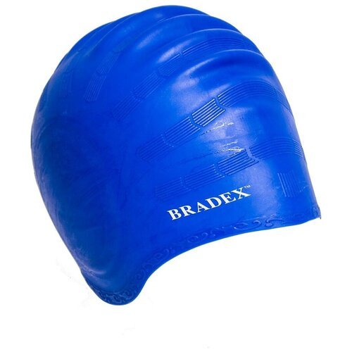 Шапочка для плавания BRADEX силиконовая с выемками для ушей, синий