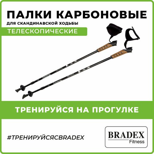 Палка для скандинавской ходьбы BRADEX карбоновые телескопические Нордик Стайл Про, 2 шт., черный