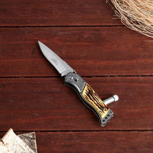 Нож складной полуавтоматический 'Пескарь', клинок 6см, с фонариком, слон. кость