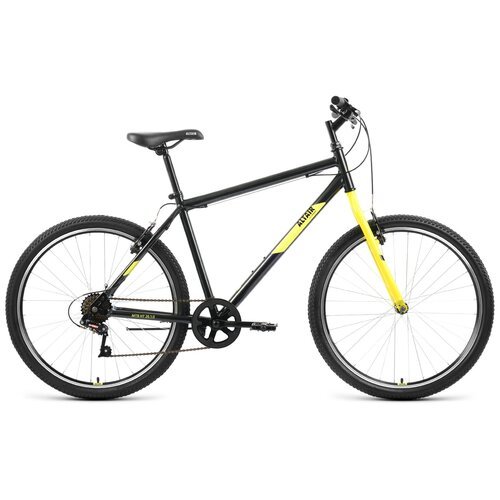 Велосипед ALTAIR MTB HT 26 1.0 (26' 7 ск. рост. 19') 2022, черный/желтый, RBK22AL26104