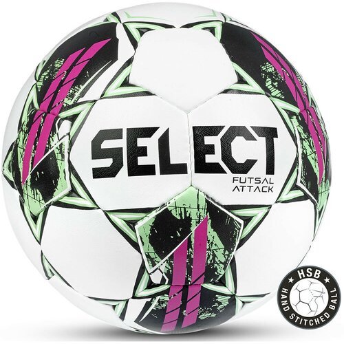 Мяч футзальный 'SELECT Futsal Attack V22 Grain', р.4, арт.1073460009, бел-зел-фиол