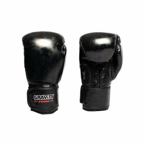 Перчатки для бокса Gravity, искусственная кожа, черный камуфляж, 8 унций
