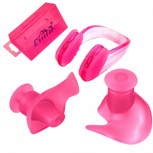 Набор для плавания C33425-4 беруши и зажим для носа, розовые