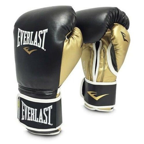 Перчатки тренировочные Everlast Powerlock PU 16oz черные/золотые