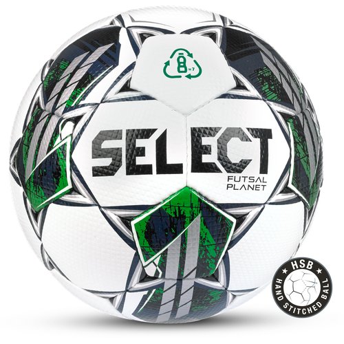 Футзальный мяч Select Futsal Planet v22 FIFA Basic, бело-зеленый (Латекс, Полиэстер, Select Futsal, 62-64 cм, Бело-зеленый) 62-64 cм