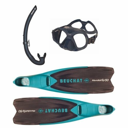Комплект для плавания ласты маска трубка Beuchat 43/44 синий