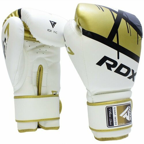 Боксерские перчатки RDX F7 бело-золотые, 14 унций