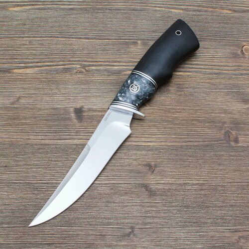 Нож туристический Охотник 110Х18М-ШД Полированный Дюраль Черный граб Акрил темный Ножи Lemax (Лемакс)