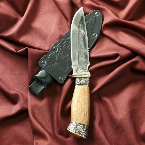 Нож кавказский, туристический 'Викинг' с ножнами, гардой, сталь - 40х13, 14.5 см